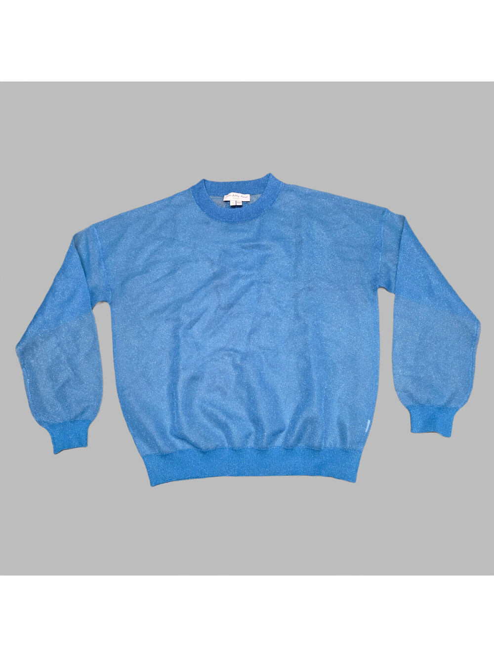 Never Fully Dressed Blue Sheer Zazi Jumper  S Small Open Knit  21.5 x 25